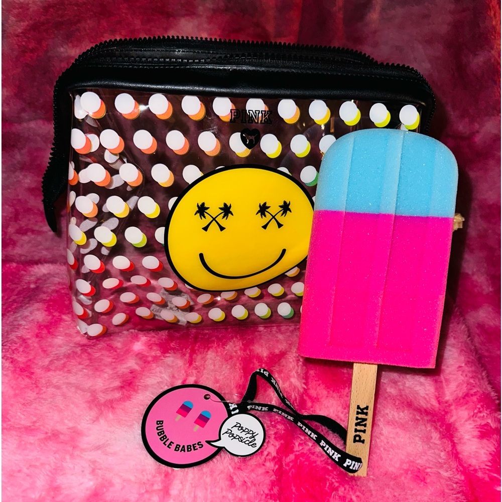🌸PINK🌻 Accessory Bag & Bath Sponge 💖🧡💖💜💖NEW💖 Victoria's Secret 💖🧡💖💜
